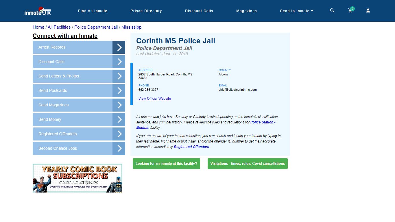 Corinth MS Police Jail & Inmate Search - Corinth, MS