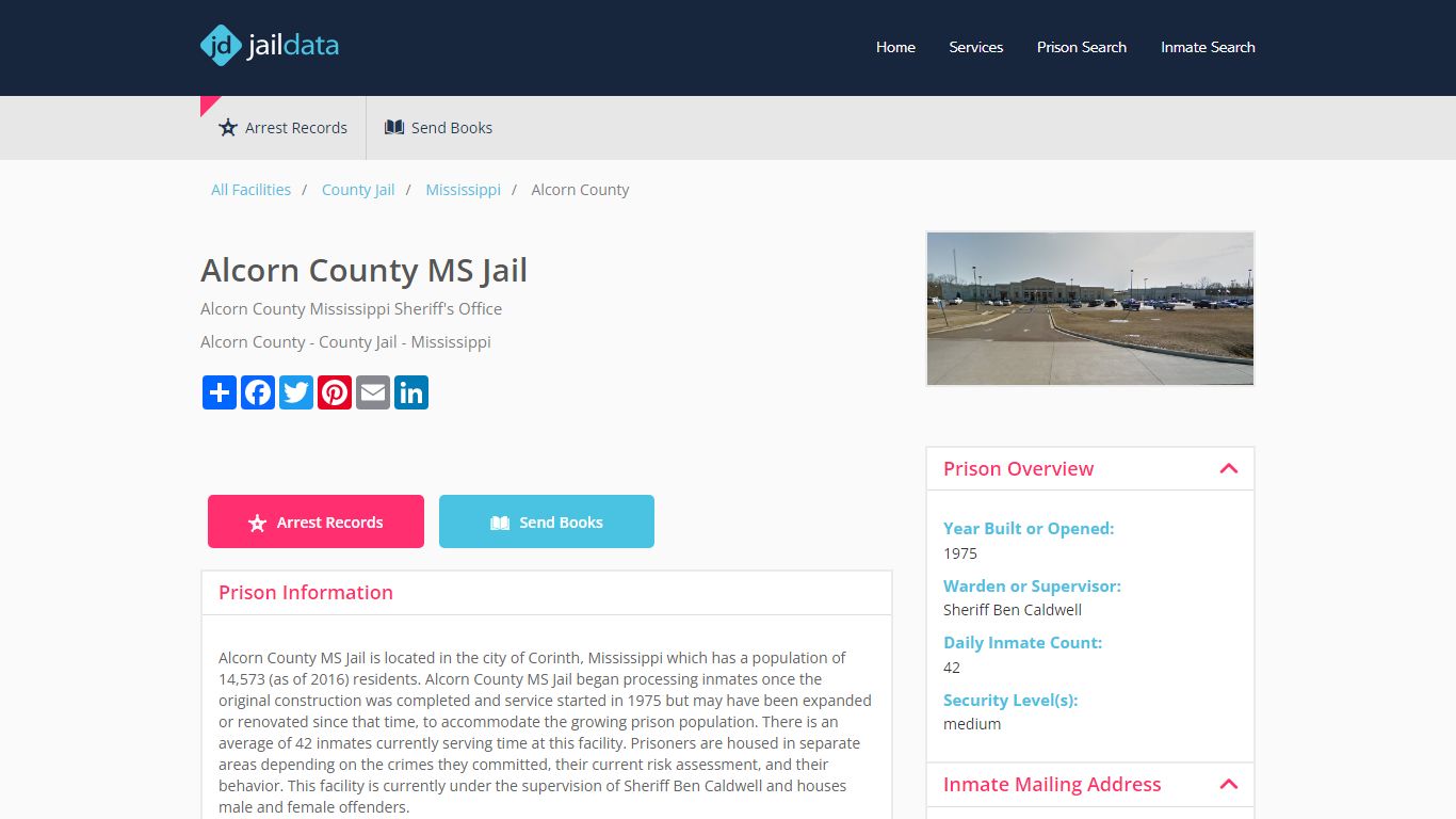 Alcorn County MS Jail Inmate Search and Prisoner Info - Corinth, MS
